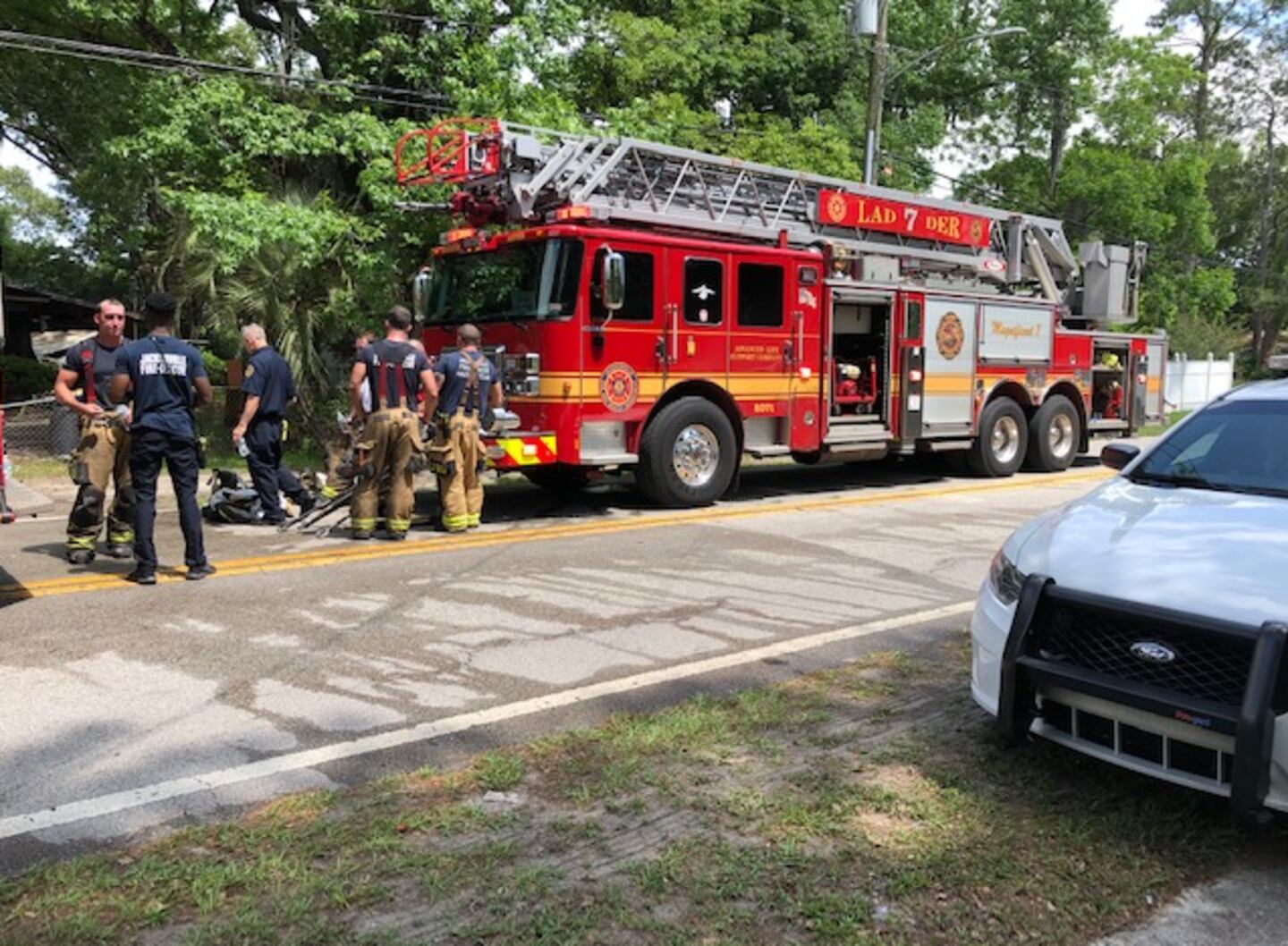 Jacksonville firefighter taken to hospital after fire on Restlawn Drive