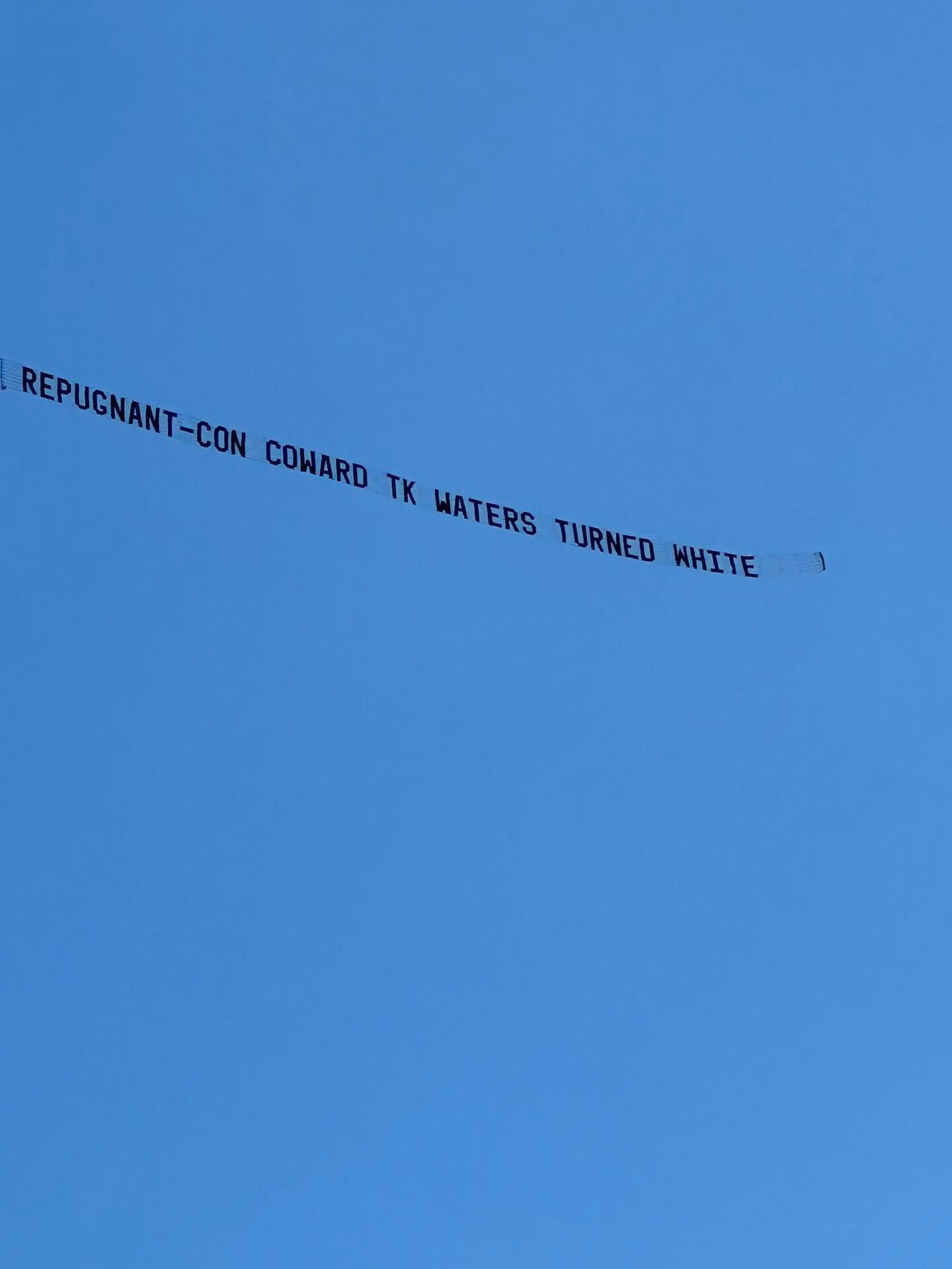 A plane flying a banner with an unflattering message about Jacksonville Sheriff TK Waters was spotted flying over downtown on Thursday afternoon.