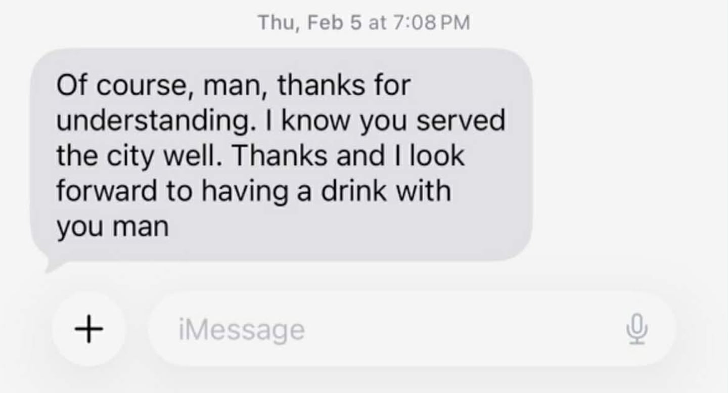 End of text exchange between Carrico and Adams