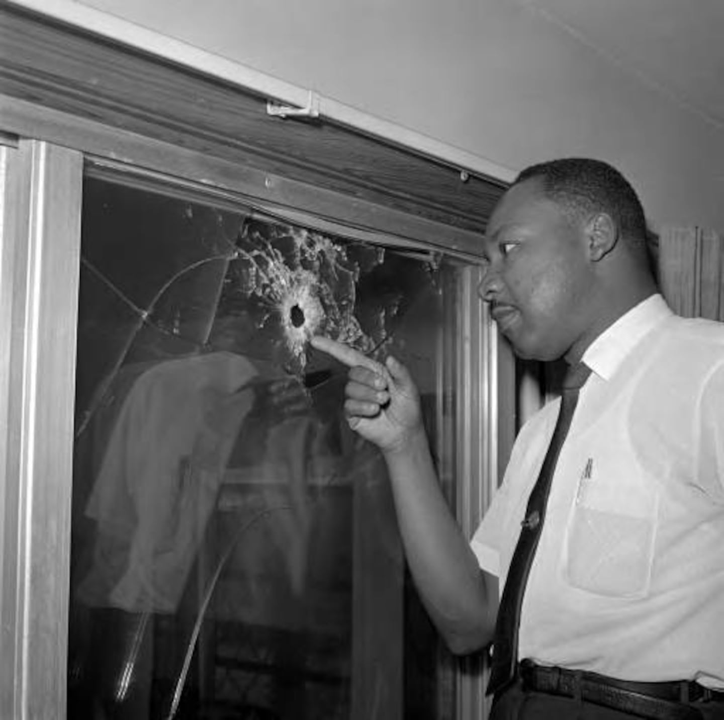 A historic photo documented a bullet hole shot through the window of the beach cottage rented by Dr. King during his time in St. Augustine.