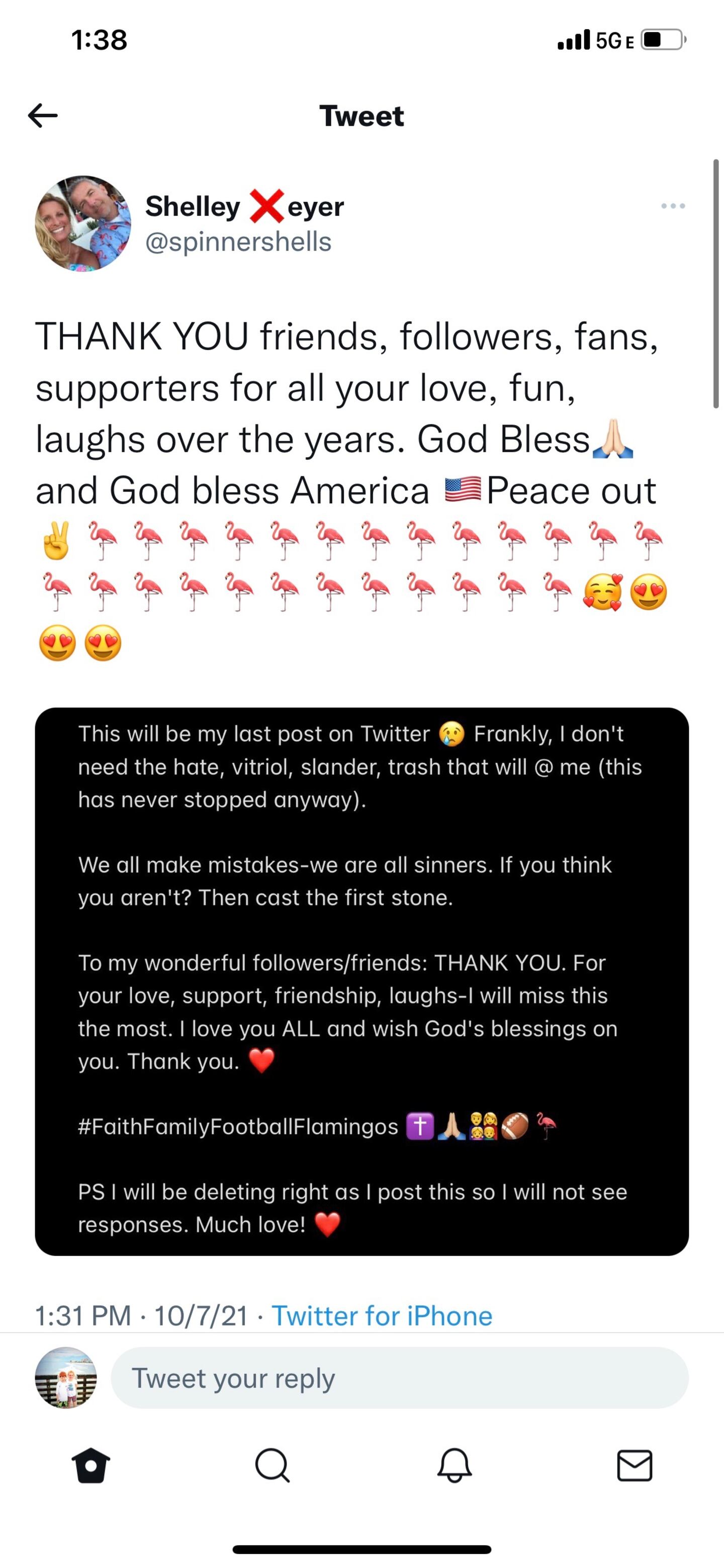 Shelley Meyer says she's leaving Twitter