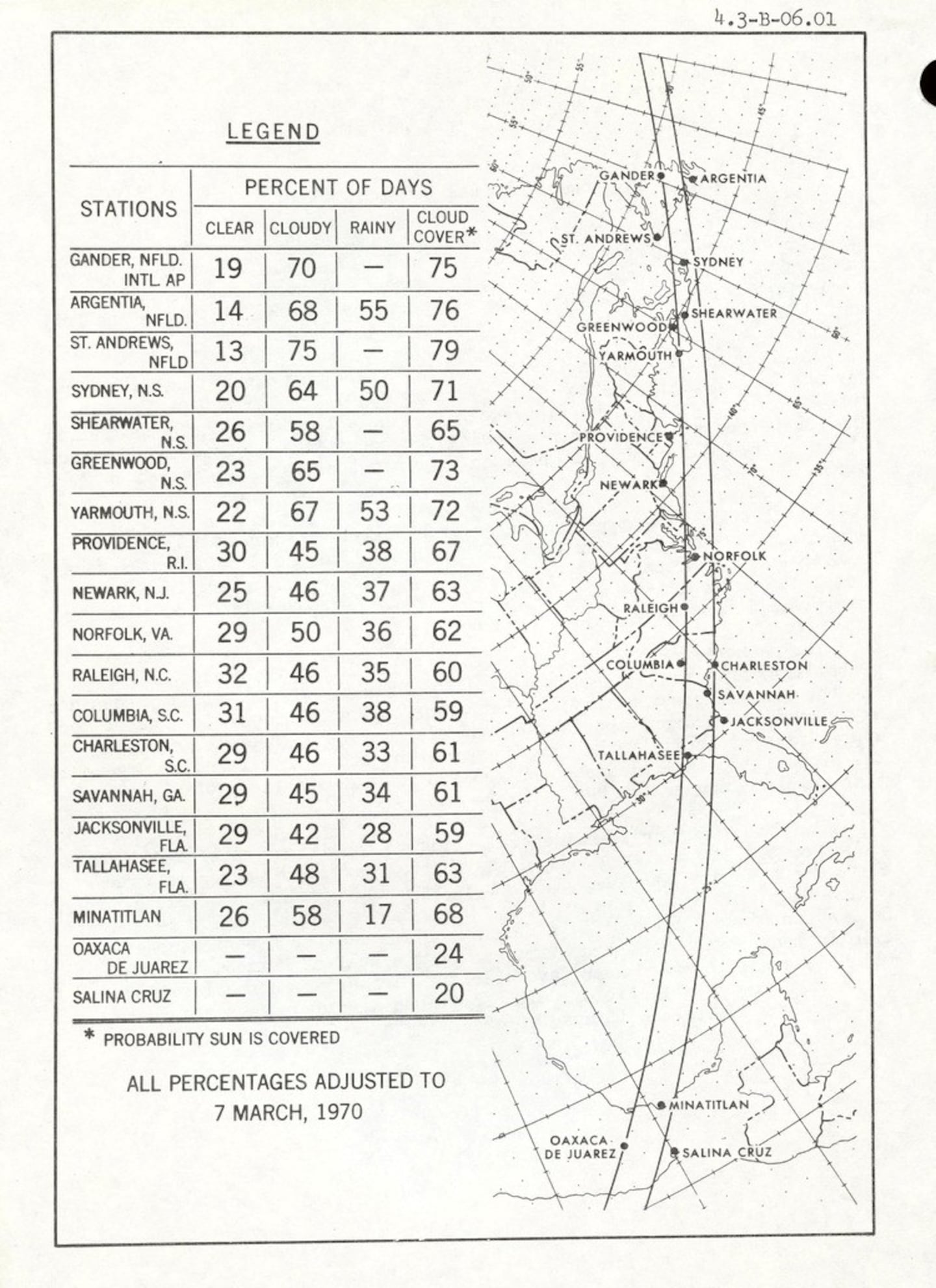 Map of Mar. 7, 1970 total solar eclipse as 90 percent of the sun eclipsed in Jacksonville.