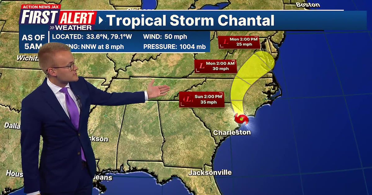 Chantal makes landfall in South Carolina