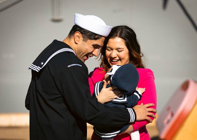 Family reunites as USS Thomas Hudner returned from deployment.
