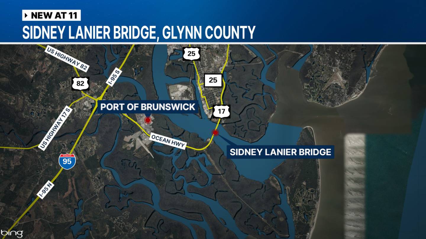 Location of Sidney Lanier Bridge in Glynn County.