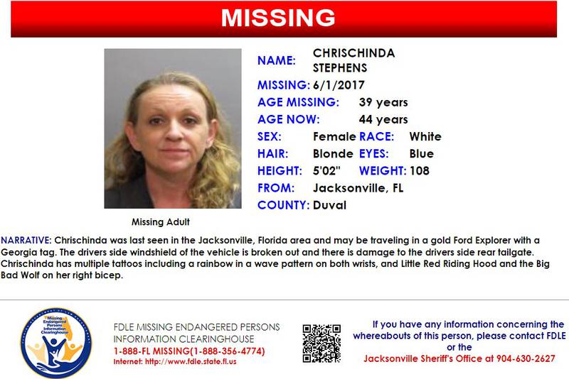 Chrischinda Stephens was reported missing from Jacksonville on June 1, 2017.
