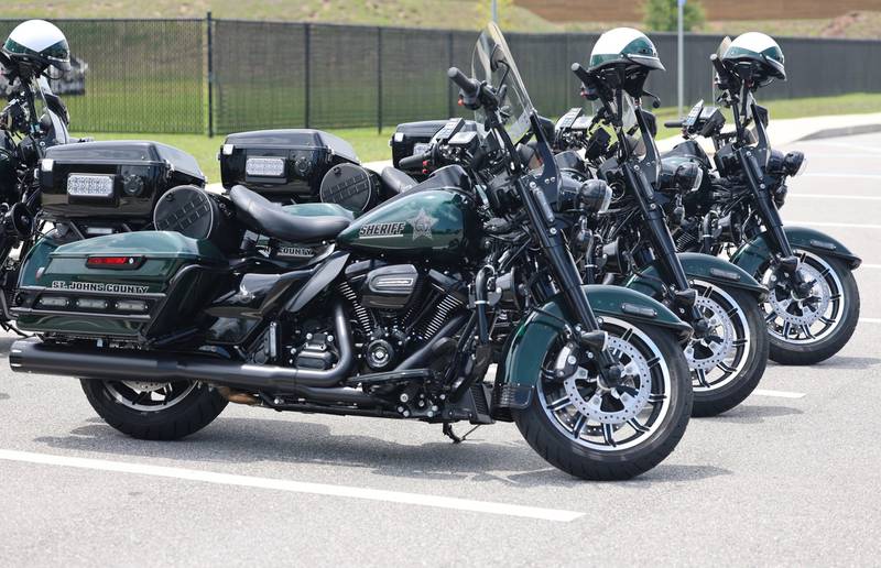 SJSO Moto unit replaced their existing green and white motorcycles for 2024 Harley Davidson Road Kings in green and black.