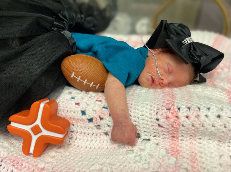 NICU nurses dress up babies for the Jags game this weekend.