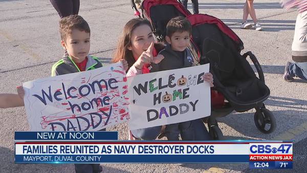 Families reunited as Navy Destroyer docks